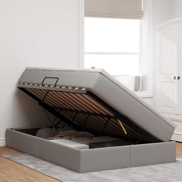 vidaXL Aufbewahrungsbett mit Matratze Taupe 120 x 190 cm Polyester