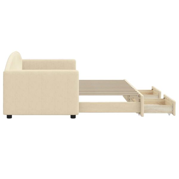 vidaXL Tagesbett Ausziehbar mit Schubladen Creme 80x200 cm Stoff