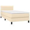 vidaXL Boxspringbett mit Matratze & LED Creme 90x190 cm Stoff