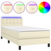 vidaXL Boxspringbett mit Matratze & LED Creme 90x190 cm Kunstleder