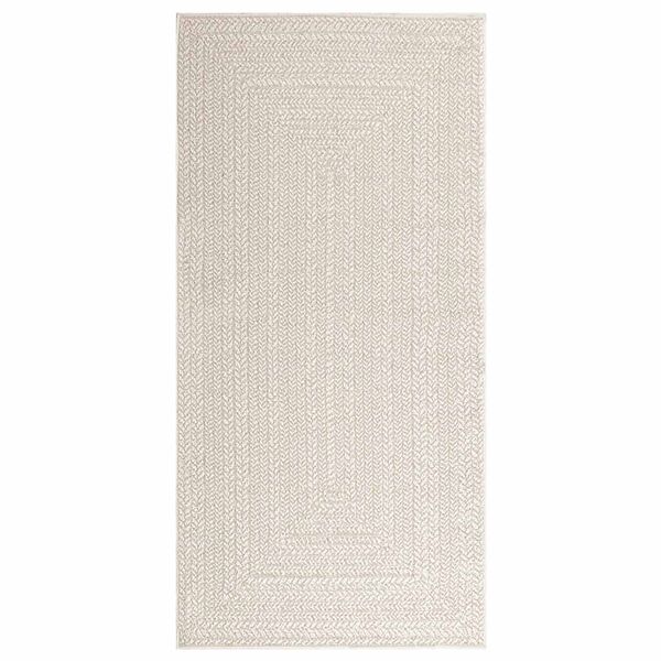 vidaXL Teppich ZIZUR Creme 100x200 cm Jute-Optik Indoor und Outdoor