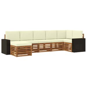 vidaXL Outdoor-Sofagarnitur 7 stk. Natur und Creme