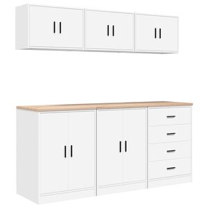 vidaXL Garagenschr&auml;nke 6 Stk. Wei&szlig; Holzwerkstoff
