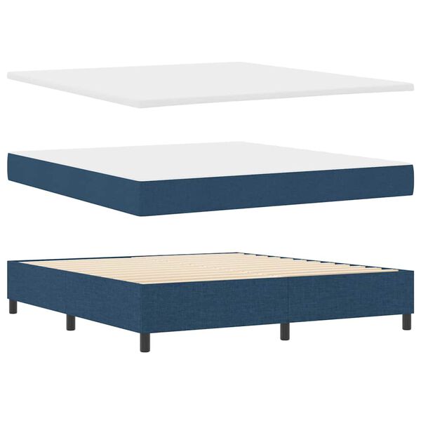 vidaXL Boxspringbett mit Kopfteil Blau 180 x 200 cm Stoff