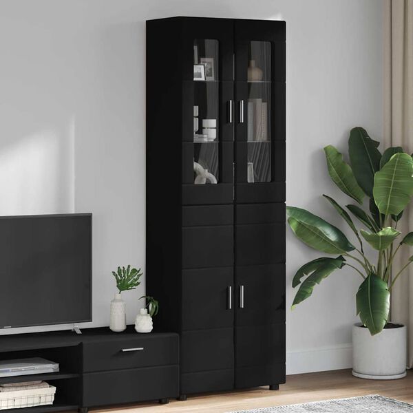 vidaXL Highboard mit Regal Schwarz 60 x 35 x 182 cm Holzwerkstoff