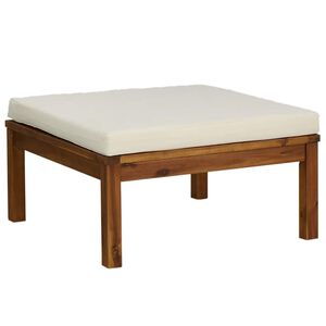 vidaXL Hocker mit Cremewei&szlig;em Kissen Massivholz Akazie