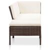 vidaXL 3-tlg. Garten-Lounge-Set mit Auflagen Poly Rattan Braun