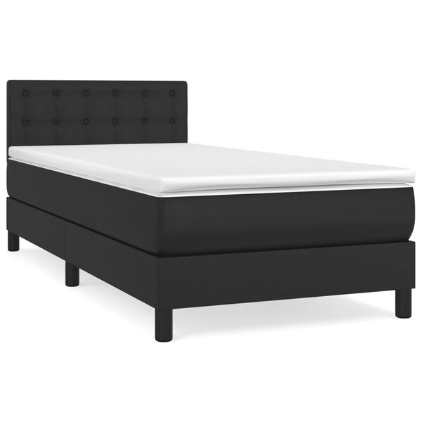 vidaXL Boxspringbett mit Matratze Schwarz 100x200 cm Kunstleder
