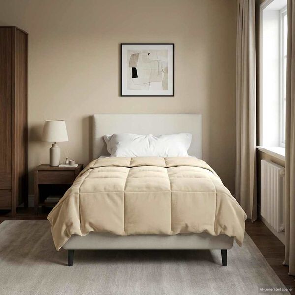 vidaXL Winterbettdecke Gepolstert Creme 155 x 200 cm Mikrofaser