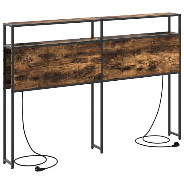 vidaXL Stauraum-Kopfteil mit Regal R&auml;uchereiche 140 cm Holzwerkstoff