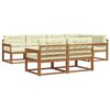 vidaXL Outdoor-Sofagarnitur mit Kissen 7 pcs Natur und Creme