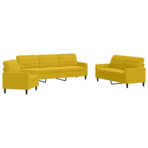 vidaXL 3-tlg. Sofagarnitur mit Kissen Gelb Samt