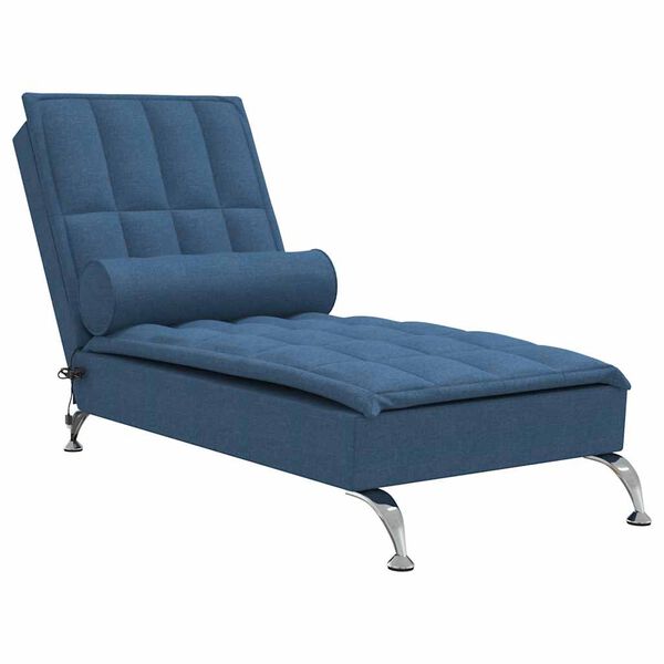 vidaXL Massage-Chaiselongue mit Nackenrolle Blau Stoff