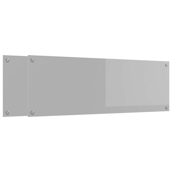 vidaXL K&uuml;chenr&uuml;ckwand 2 pcs Hellgrau 120 x 40 cm Geh&auml;rtetes Glas