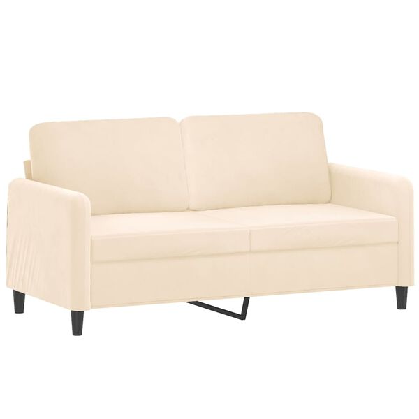 vidaXL 2-Sitzer-Sofa mit Kissen Creme 140 cm Samt