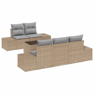 vidaXL Sofa Set mit Kissen Beige Poly Rattan