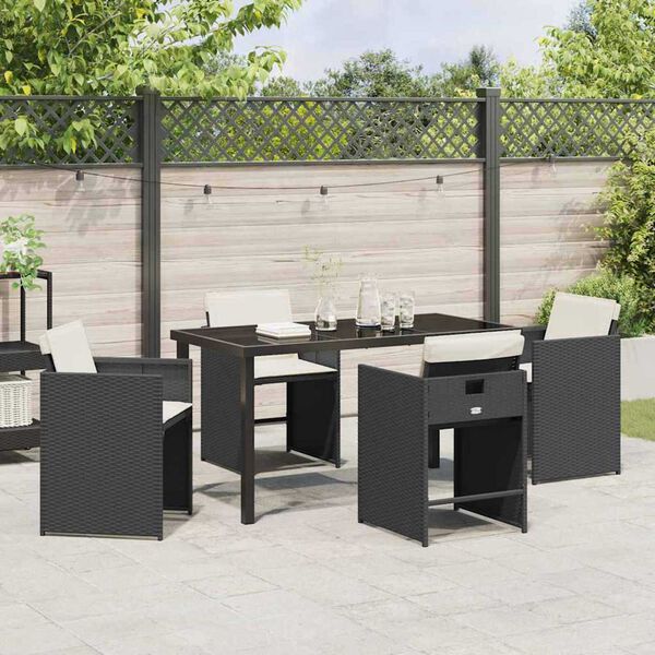 vidaXL Garten Essgruppe 5 pcs Schwarz Poly-Rattan