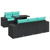 vidaXL 6-tlg. Garten-Sofagarnitur mit Kissen Schwarz Poly Rattan