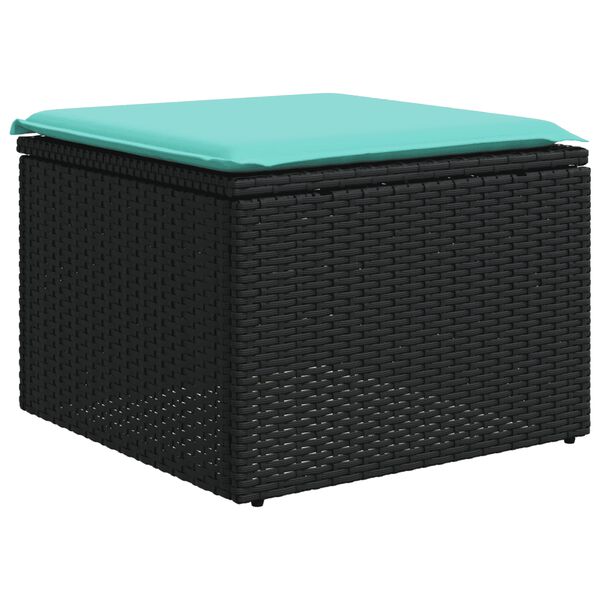 vidaXL 6-tlg. Garten-Sofagarnitur mit Kissen Schwarz Poly Rattan