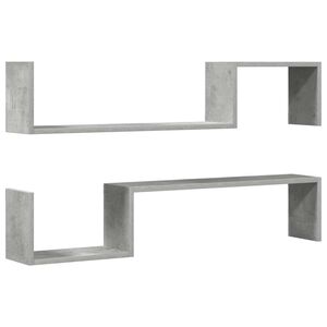 vidaXL Wandregale 2 Stk. Betongrau 100x15x20 cm Holzwerkstoff