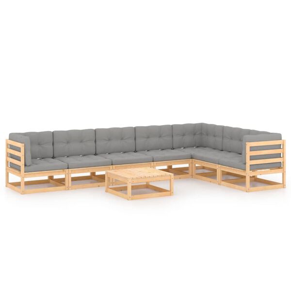 vidaXL 8-tlg. Garten-Lounge-Set mit Kissen Massivholz Kiefer