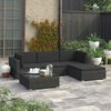 vidaXL 5-tlg. Garten-Lounge-Set mit Kissen Poly Rattan Schwarz