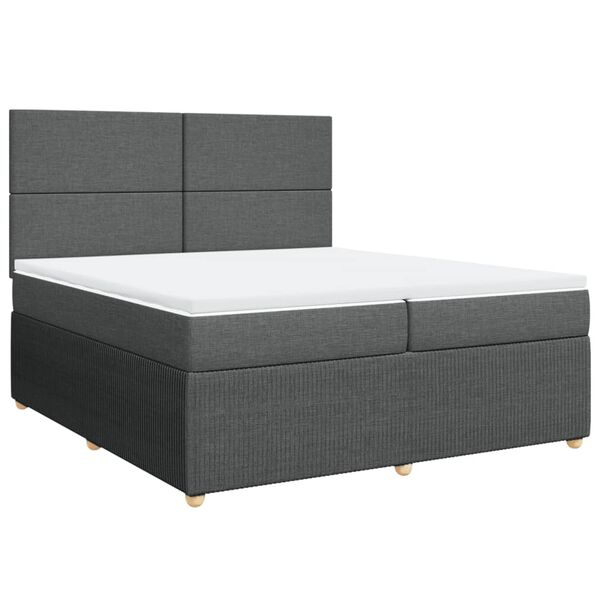 vidaXL Boxspringbett mit Matratze Dunkelgrau 200x200 cm Stoff