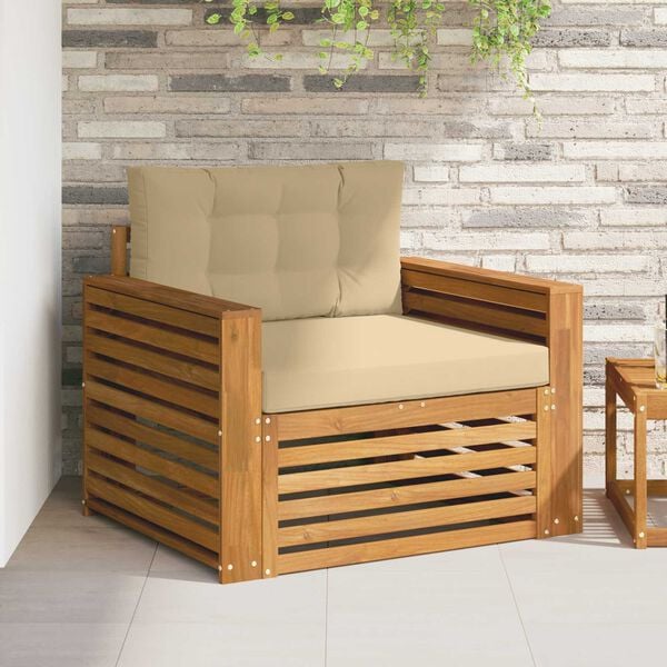 vidaXL Outdoor-Sofagarnitur Massives Akazienholz und Polyester Natur