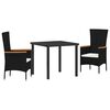 vidaXL Garten Essgruppe mit Kissen 3 pcs Schwarz Poly Rattan