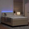 vidaXL LED Boxspringbett Hellgrau und Wei&szlig; 120 x 190 cm Cordstoff