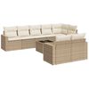 vidaXL 9-tlg. Garten-Sofagarnitur mit Kissen Beige Poly Rattan