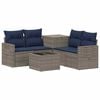 vidaXL Sofa Set 6 stk. Grau und Marineblau Polyrattan und Stahl