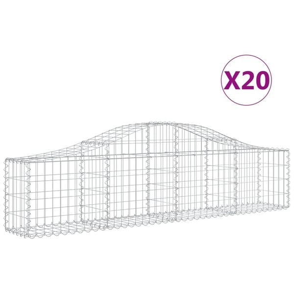 vidaXL Gabionen mit Hochbogen 20 Stk. 200x30x40/60 cm Verzinktes Eisen