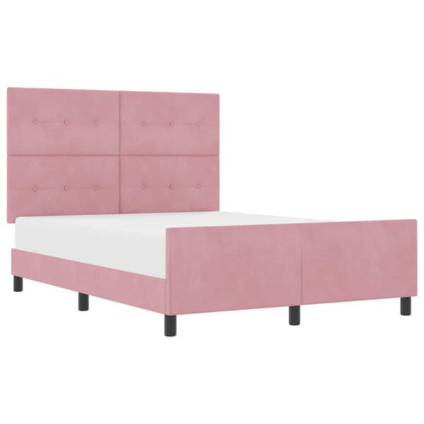 vidaXL Boxspringbett mit Kopfteil Rosa 160 x 200 cm Samt