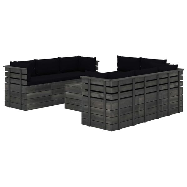 vidaXL 9-tlg. Garten-Sofagarnitur aus Paletten mit Kissen Kiefernholz