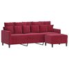 vidaXL 3-Sitzer-Sofa mit Hocker Weinrot 180 cm Samt
