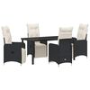vidaXL Garten Essgruppe mit Kissen 5 pcs Schwarz Poly-Rattan
