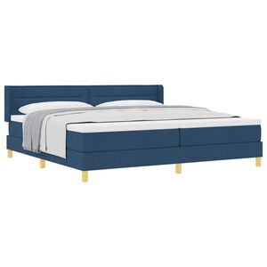 vidaXL Boxspringbett mit Matratze mit Kopfteil Blau 200 x 200 cm Stoff