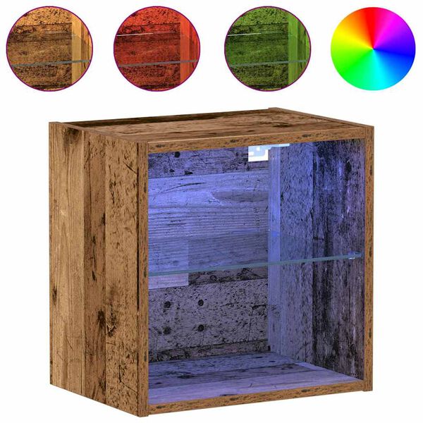 vidaXL Schwimmendes Regal mit LED-Licht Braun 40 x 28,5 x 40 cm