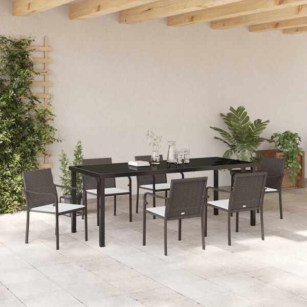 vidaXL Garten Essgruppe 7 pcs Braun und Schwarz PE-Rattan