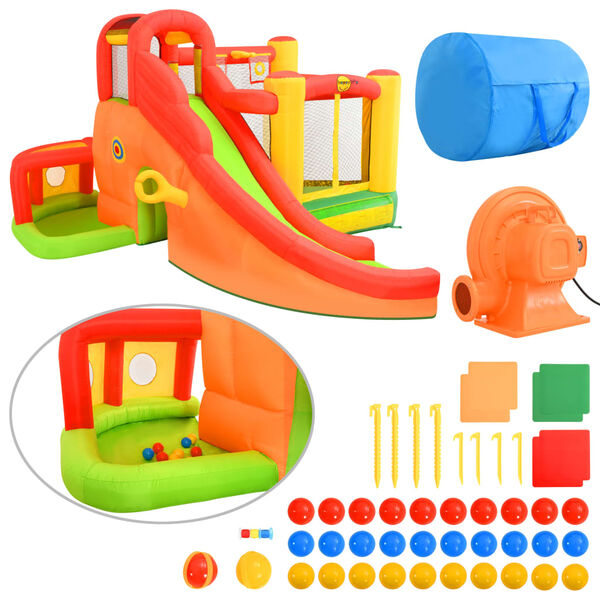 Happy Hop Aufblasbare H&uuml;pfburg mit Rutsche 450x380x230 cm PVC