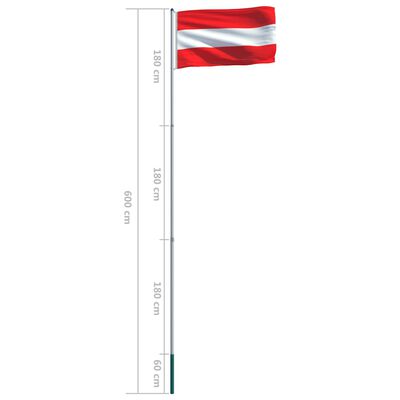 vidaXL Flagge Österreichs und Mast Aluminium 6 m