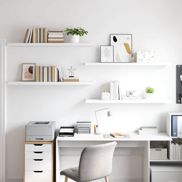 vidaXL Schweberegale 4 Stk. Wei&szlig; 120x23,5x3,8 cm MDF