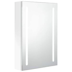 vidaXL LED-Spiegelschrank f&uuml;rs Bad Gl&auml;nzend Wei&szlig; 50x13x70 cm