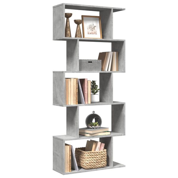 vidaXL Raumteiler-B&uuml;cherregal 5 Etagen Betongrau 70x24x161 cm