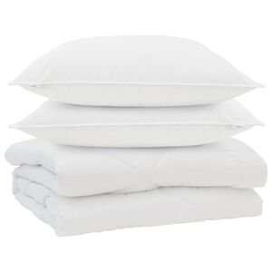vidaXL Bettdecke mit Kissen 3 pcs Wei&szlig; Mikrofaser