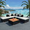 vidaXL 6-tlg. Garten-Lounge-Set mit Auflagen Poly Rattan Schwarz