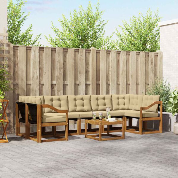 vidaXL Outdoor-Sofagarnitur mit Kissen 8 pcs Natur und Beige