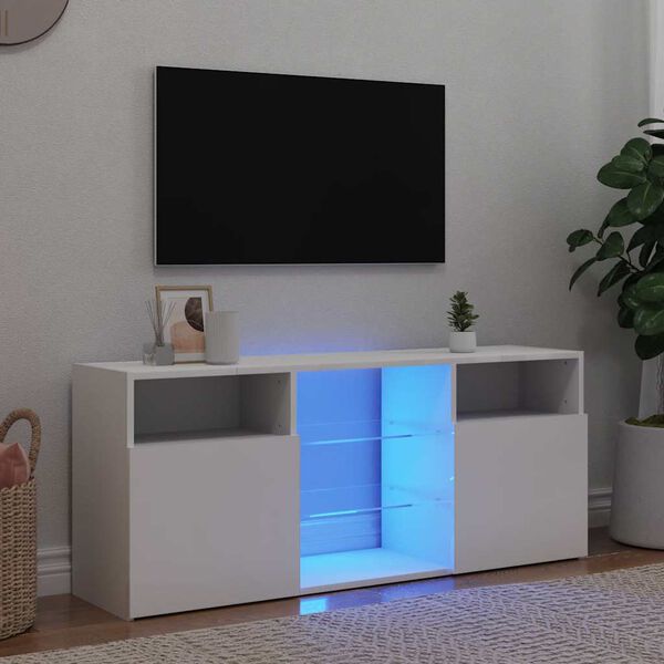 vidaXL TV-Schrank mit LED-Leuchten Wei&szlig; 120x30x50 cm
