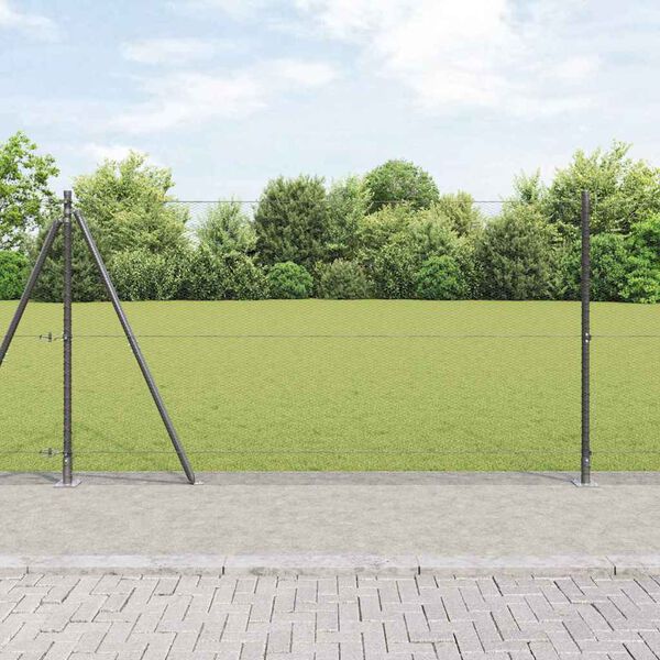 vidaXL Zaunpfosten Grau 10 x 1,2 m (13 mm Maschen) Stahl und PVC